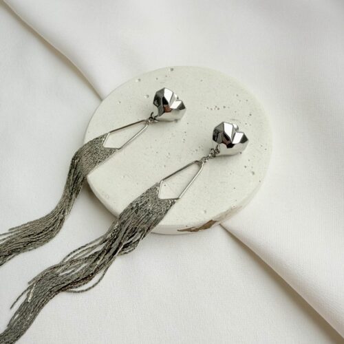 Удлиненные вечерние серьги-сердца