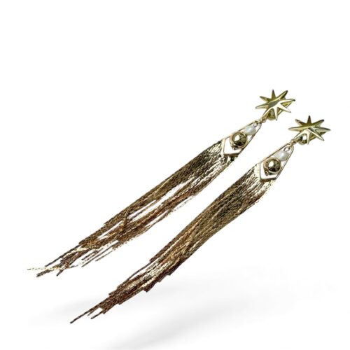 Удлиненные серьги-звезды с жемчугом