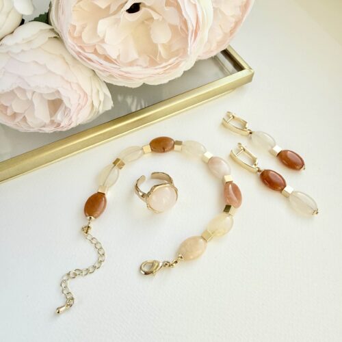 Комплект браслет и серьги из авантюрина