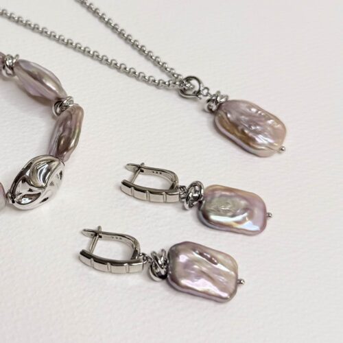 Комплект с розовым барочным жемчугом "Розалия"