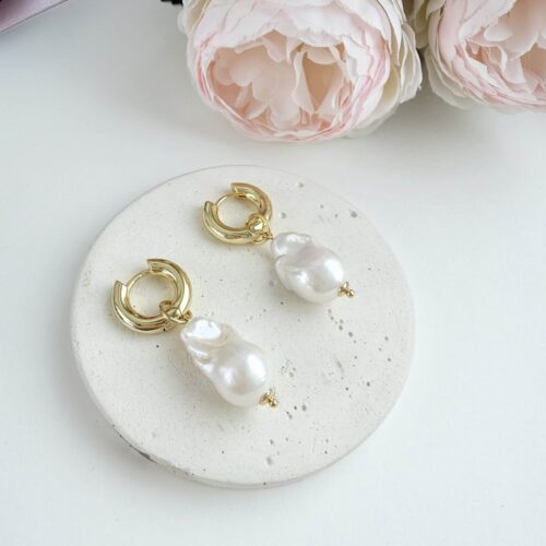 Серьги-кольца с барочным жемчугом "Элеонора"