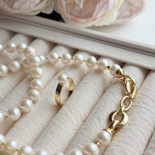 Кольцо с миниатюрной жемчужиной